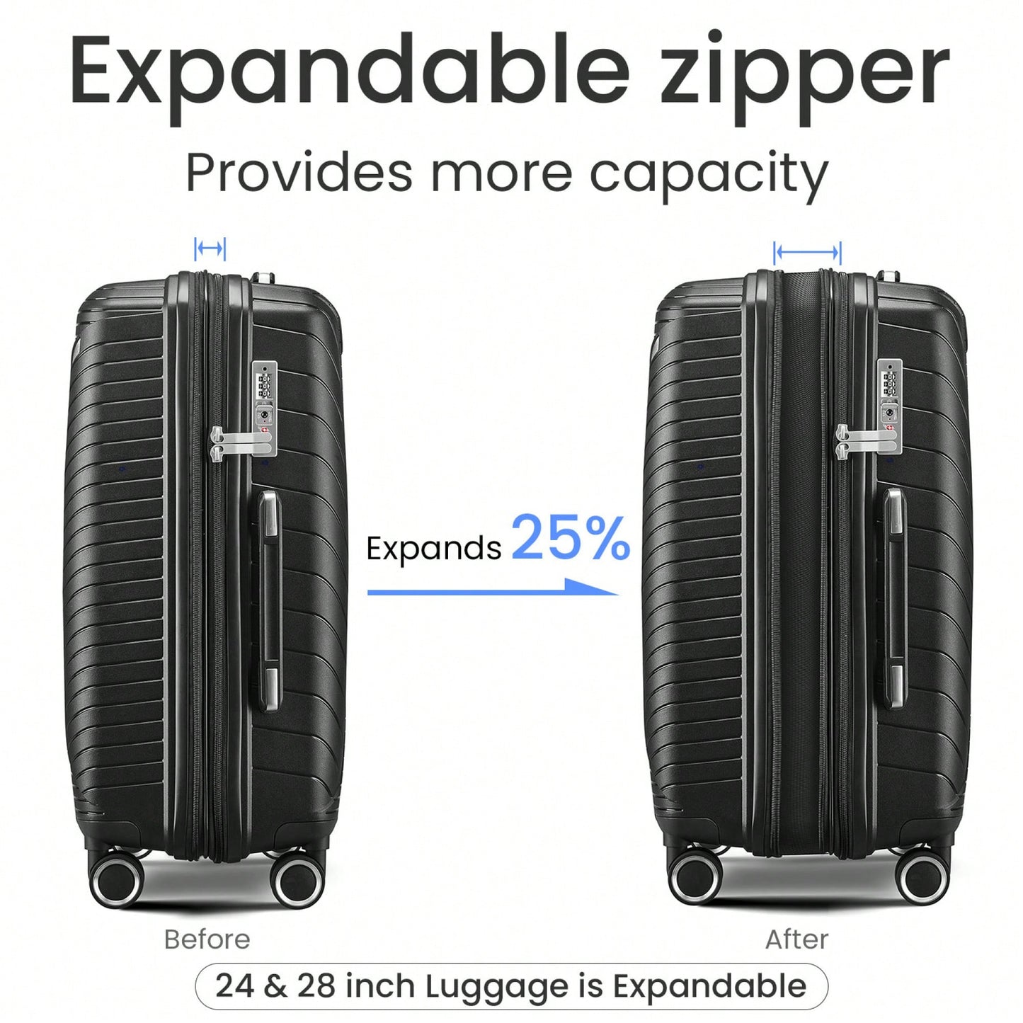 Versatile 4-Piece Lightweight Expandable Luggage Set (14/20/24/28) - Durable Travel Suitcases For Every Journey