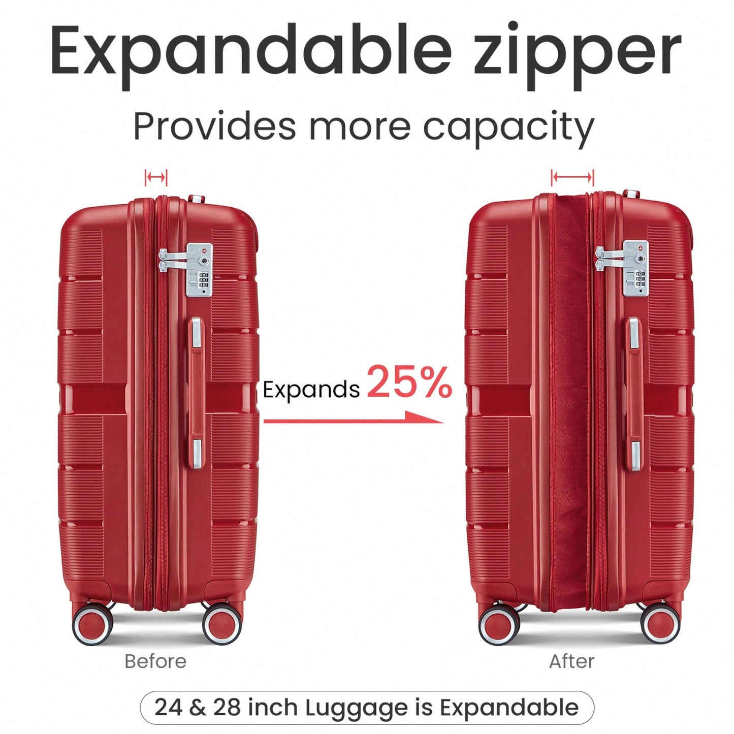 4-Piece Lightweight & Durable Expandable Luggage Set (14"/20"/24"/28") - Perfect For Travel And Adventure