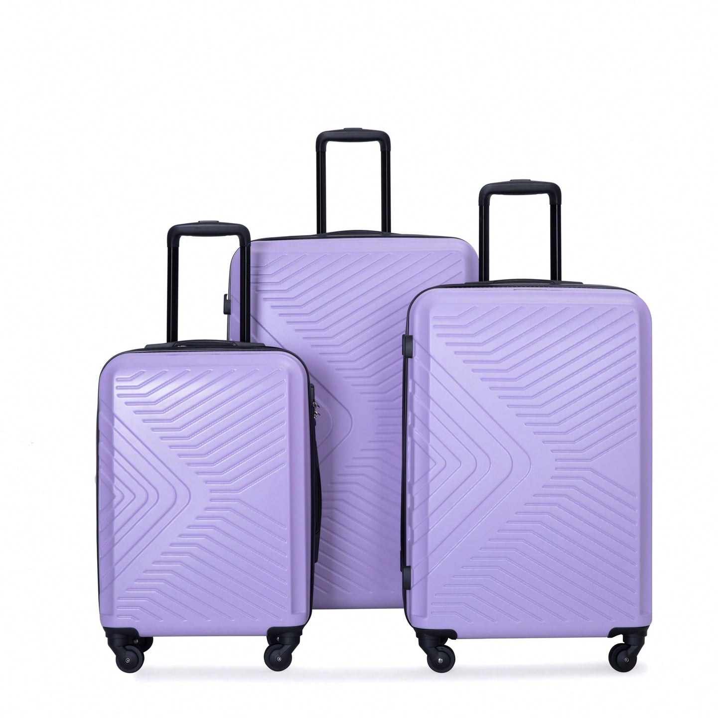 Lightweight 3-Piece ABS Luggage Set With Spinner Wheels, TSA Lock, And Hooks - Stylish Pink Suitcases (20"/24"/28")