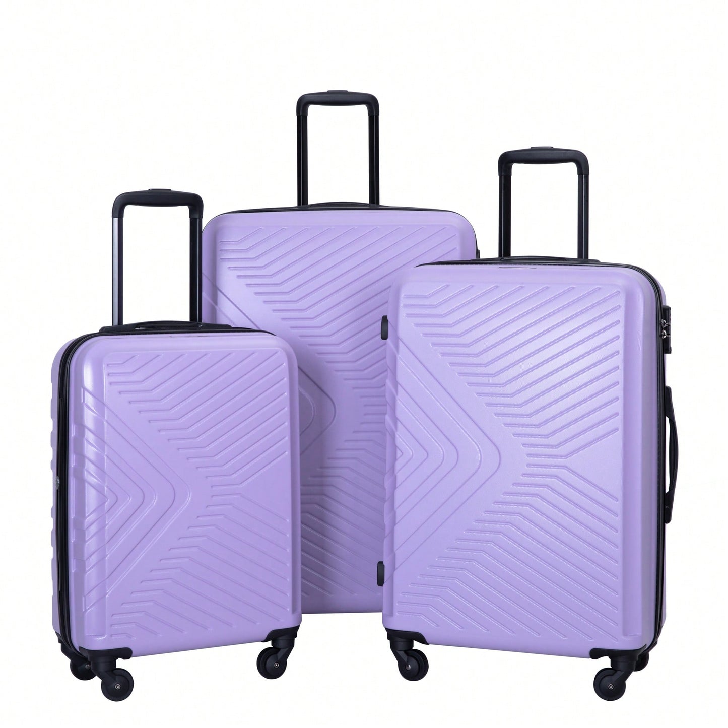 Lightweight 3-Piece ABS Luggage Set With Spinner Wheels, TSA Lock, And Hooks - Stylish Pink Suitcases (20"/24"/28")