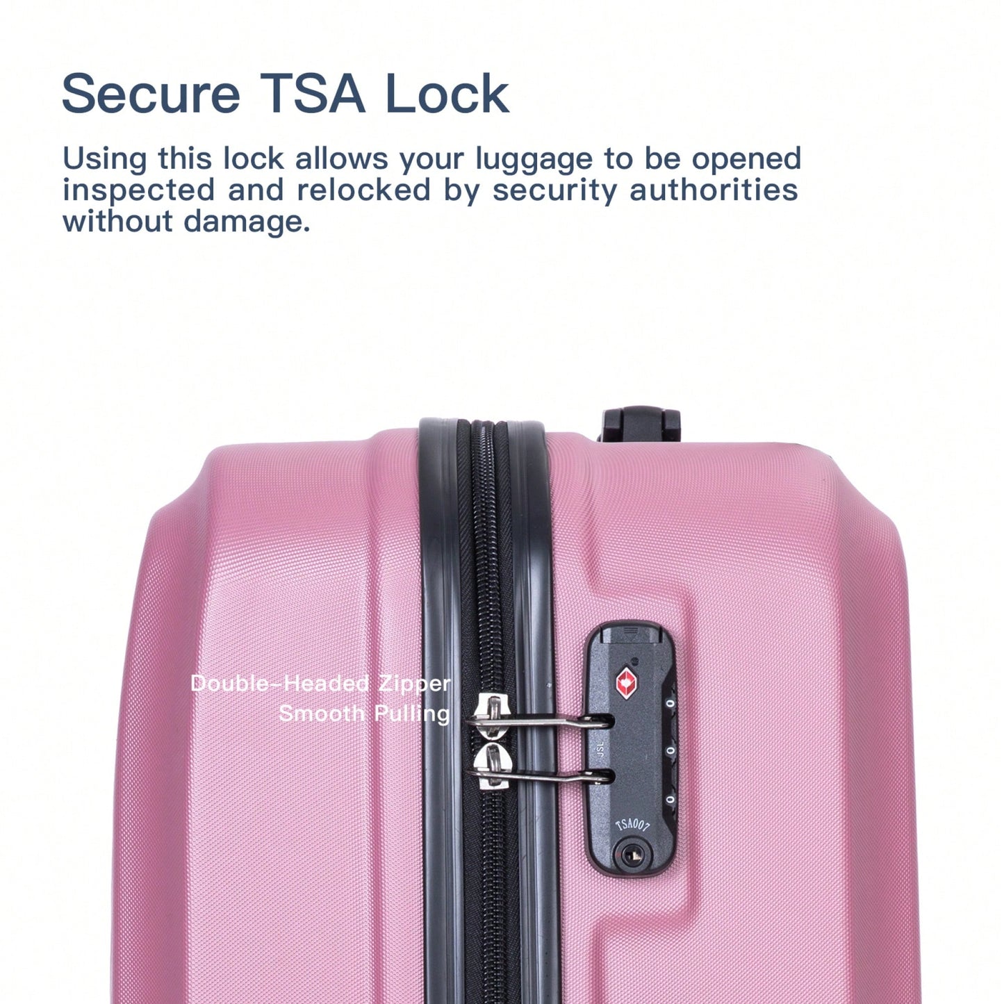 Lightweight 3-Piece ABS Luggage Set With Spinner Wheels, TSA Lock, And Hooks - Stylish Pink Suitcases (20"/24"/28")