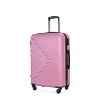 Lightweight 3-Piece ABS Luggage Set With Spinner Wheels, TSA Lock, And Hooks - Stylish Pink Suitcases (20"/24"/28")