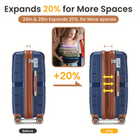 Four-Piece Lightweight Expandable Luggage Set (14"/20"/24"/28") - Durable Travel Suitcases