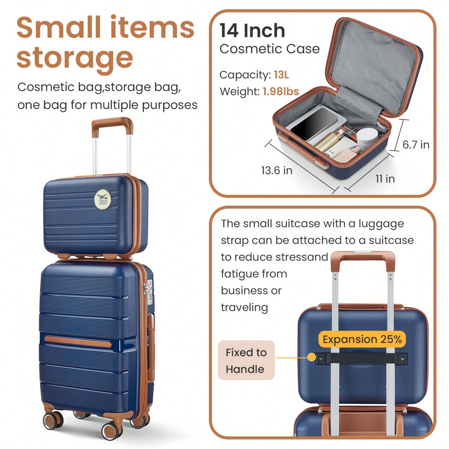 Four-Piece Lightweight Expandable Luggage Set (14"/20"/24"/28") - Durable Travel Suitcases