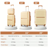 Four-Piece Lightweight Expandable Luggage Set (14"/20"/24"/28") - Durable Travel Suitcases