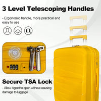 3-Piece Hard Shell Luggage Set With TSA Locks - 20", 24", 28" Durable Travel Suitcases