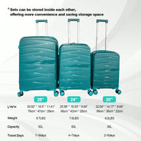 3-Piece Hard Shell Luggage Set With TSA Locks - 20", 24", 28" Durable Travel Suitcases