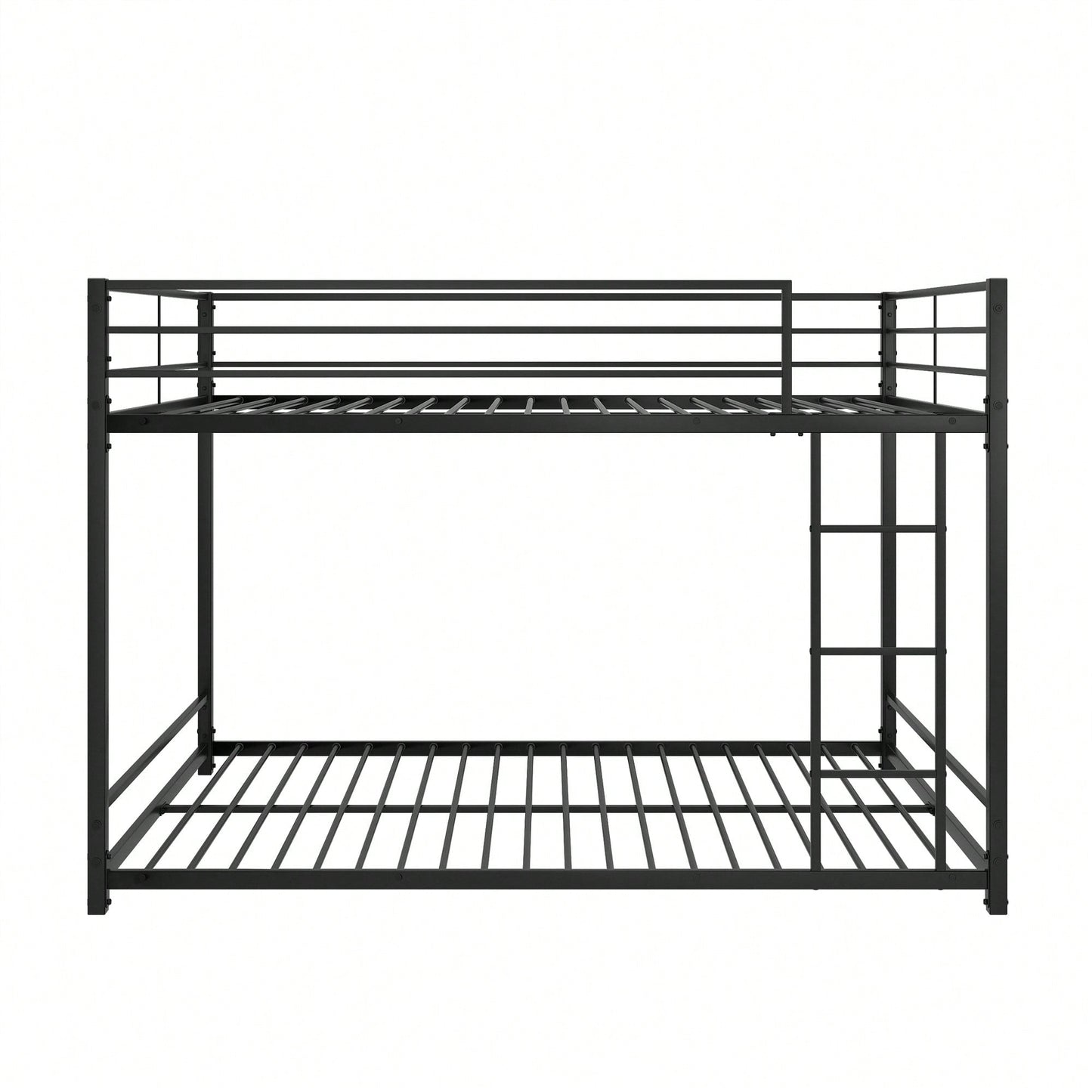 Sturdy Full Over Full Metal Bunk Bed Frame with Guard Rails Heavy Duty Space-Saving Design Easy Assembly Black Finish