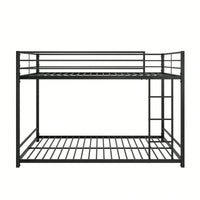 Sturdy Full Over Full Metal Bunk Bed Frame with Guard Rails Heavy Duty Space-Saving Design Easy Assembly Black Finish