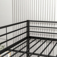 Sturdy Full Over Full Metal Bunk Bed Frame with Guard Rails Heavy Duty Space-Saving Design Easy Assembly Black Finish