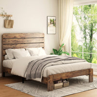 Elegant Dark Brown Queen Wood Platform Bed Frame with Noise-Free Design Easy Assembly and Ample Under-Bed Storage