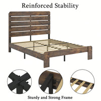 Elegant Dark Brown Queen Wood Platform Bed Frame with Noise-Free Design Easy Assembly and Ample Under-Bed Storage