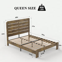 Elegant Dark Brown Queen Wood Platform Bed Frame with Noise-Free Design Easy Assembly and Ample Under-Bed Storage