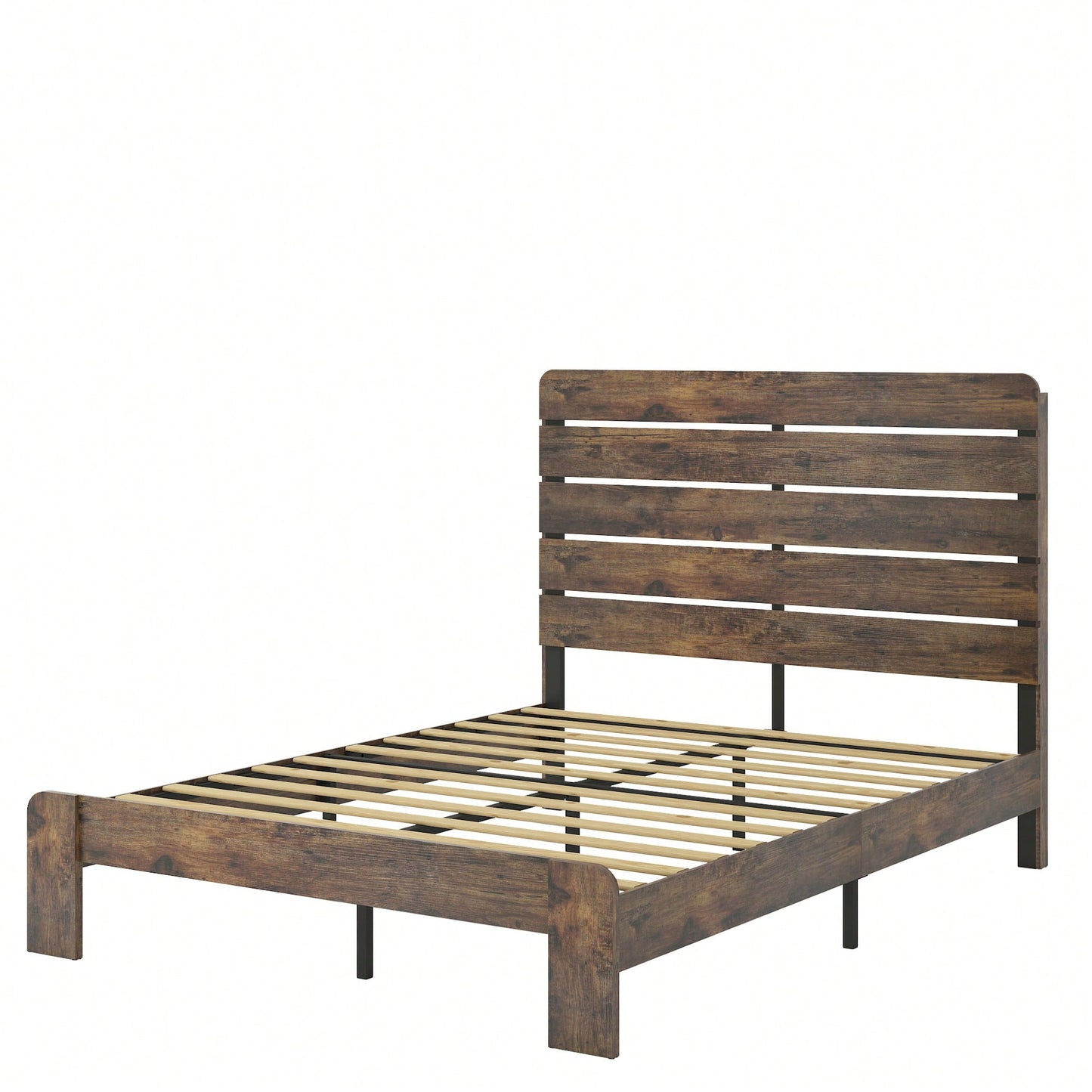 Elegant Dark Brown Queen Wood Platform Bed Frame with Noise-Free Design Easy Assembly and Ample Under-Bed Storage