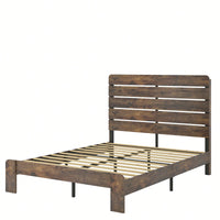 Elegant Dark Brown Queen Wood Platform Bed Frame with Noise-Free Design Easy Assembly and Ample Under-Bed Storage