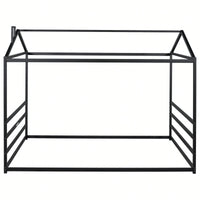 Stylish Black Metal House-Shaped Queen Platform Bed For Unique Bedroom Decor