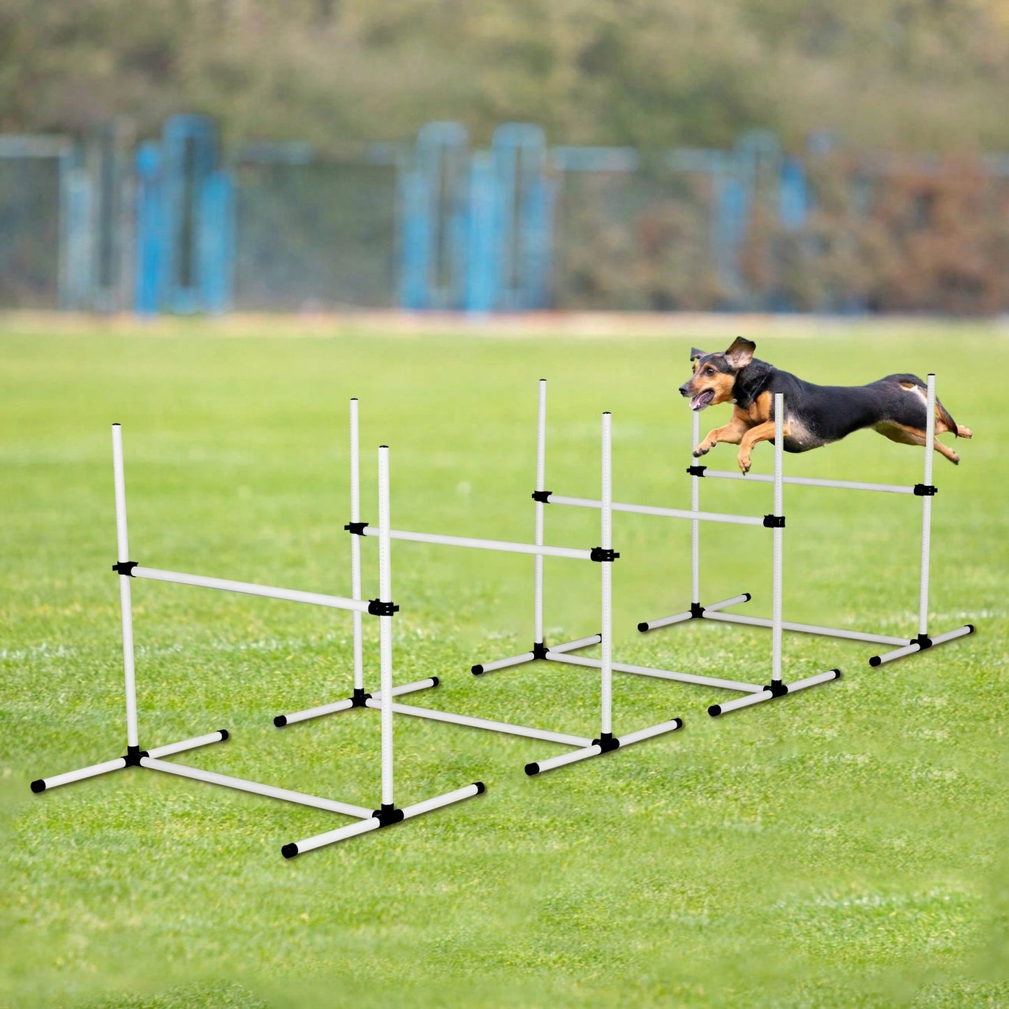 4 Pack Adjustable Dog Agility Hurdles With Carry Bag - Perfect For Indoor And Outdoor Training Jumping Courses