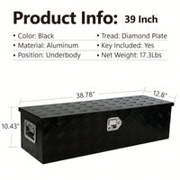 Heavy-Duty 39 Inch Aluminum Truck Tool Box with Gas Strut Locking System for Trailers and Pickups