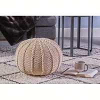 Cozy Handcrafted Knitted Pouf For Stylish Home Decor And Comfortable Seating