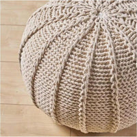 Cozy Handcrafted Knitted Pouf For Stylish Home Decor And Comfortable Seating