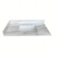 22-Inch Carrara White Bathroom Vanity Top With 4-Inch Backsplash - Elegant Design With Natural Veins