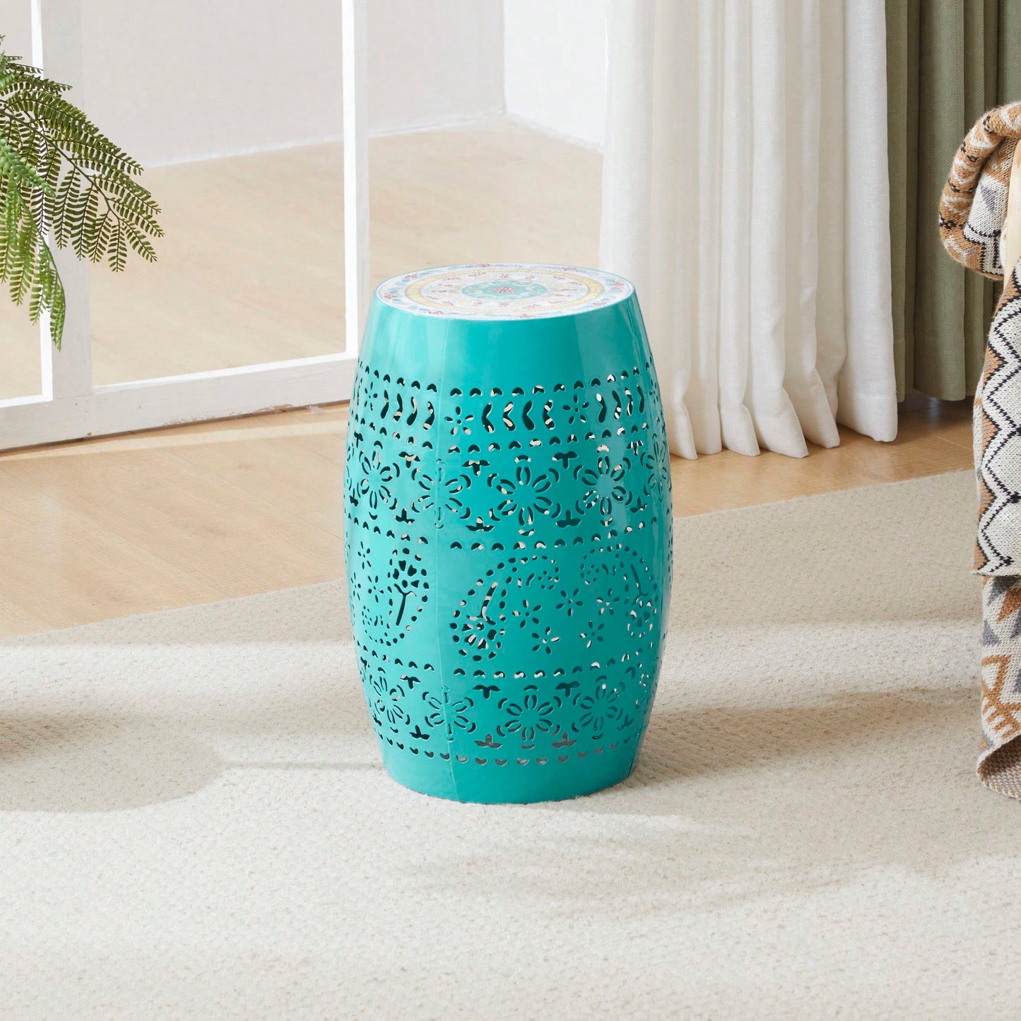 Stylish 12-Inch Teal Side Table For Modern Homes