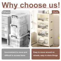 4-Tier Stackable Storage Bins with Lids on Wheels 230QT Collapsible Organizers for Home Office and Dorm Use