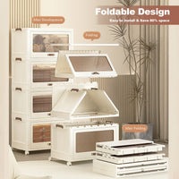 4-Tier Stackable Storage Bins with Lids on Wheels 230QT Collapsible Organizers for Home Office and Dorm Use