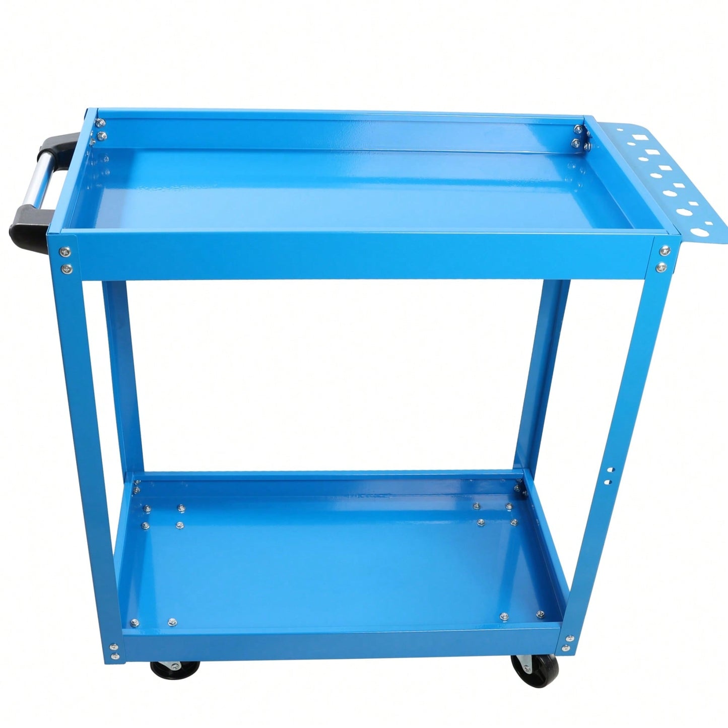 Heavy-Duty Lockable Steel Tool Cart on Wheels 400 LBS Capacity Dual Layer Blue Utility Cart for Garage Workshop Warehouse