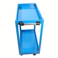 Heavy-Duty Lockable Steel Tool Cart on Wheels 400 LBS Capacity Dual Layer Blue Utility Cart for Garage Workshop Warehouse