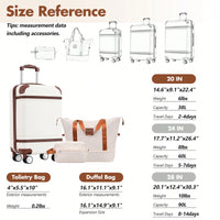 Stylish 20-Inch Hardshell Carry-On Luggage Set With Double Spinner Wheels And TSA Lock - Vintage White Travel Bag