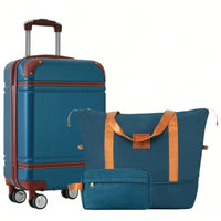Stylish 20-Inch Hardshell Carry-On Luggage Set With Double Spinner Wheels And TSA Lock - Vintage White Travel Bag