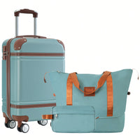 Stylish 20-Inch Hardshell Carry-On Luggage Set With Double Spinner Wheels And TSA Lock - Vintage White Travel Bag
