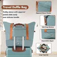 Stylish 20-Inch Hardshell Carry-On Luggage Set With Double Spinner Wheels And TSA Lock - Vintage White Travel Bag