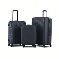 Lightweight 3-Piece ABS Luggage Set With Spinner Wheels, TSA Lock & Hooks - Gray (20/24/28)