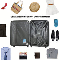 Lightweight 3-Piece ABS Luggage Set With Spinner Wheels, TSA Lock & Hooks - Gray (20/24/28)