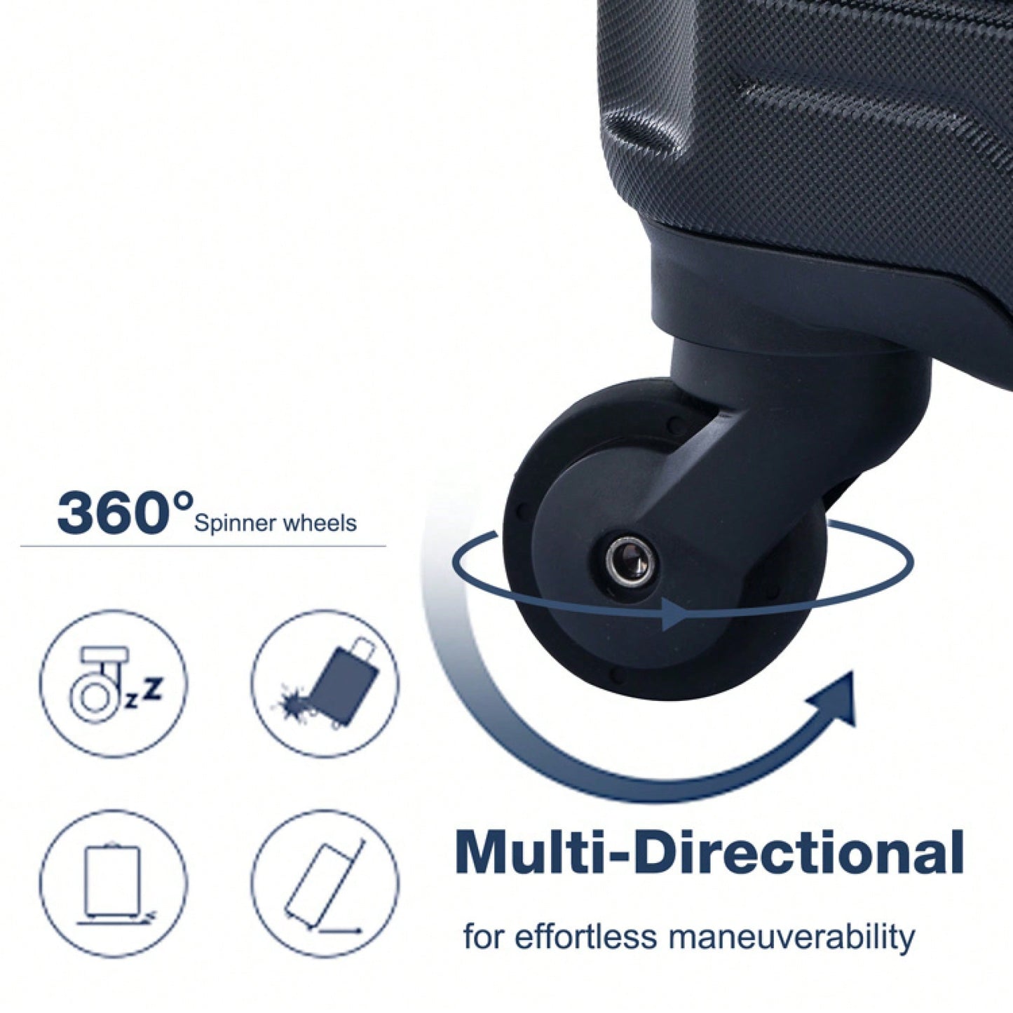 Lightweight 3-Piece ABS Luggage Set With Spinner Wheels, TSA Lock & Hooks - Gray (20/24/28)