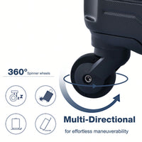 Lightweight 3-Piece ABS Luggage Set With Spinner Wheels, TSA Lock & Hooks - Gray (20/24/28)