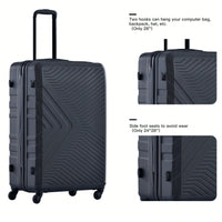 Lightweight 3-Piece ABS Luggage Set With Spinner Wheels, TSA Lock & Hooks - Gray (20/24/28)