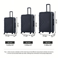 Lightweight 3-Piece ABS Luggage Set With Spinner Wheels, TSA Lock & Hooks - Gray (20/24/28)