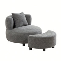 Cozy Beige Teddy Fabric Chair With Ottoman And Side Table – Perfect Comfy Seating For Living Room, Bedroom, Or Office