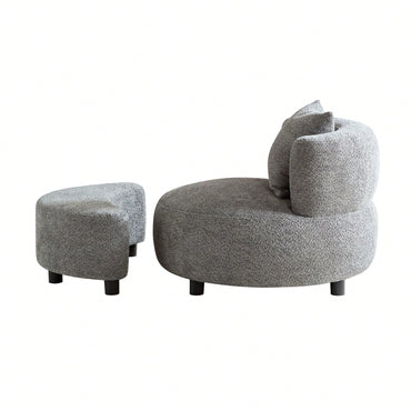 Cozy Beige Teddy Fabric Chair With Ottoman And Side Table – Perfect Comfy Seating For Living Room, Bedroom, Or Office