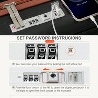 Light Blue 3-Piece Luggage Set with USB Port Airline Approved Carry-On Spinner Wheels 20 24 28 Inch Hard Shell