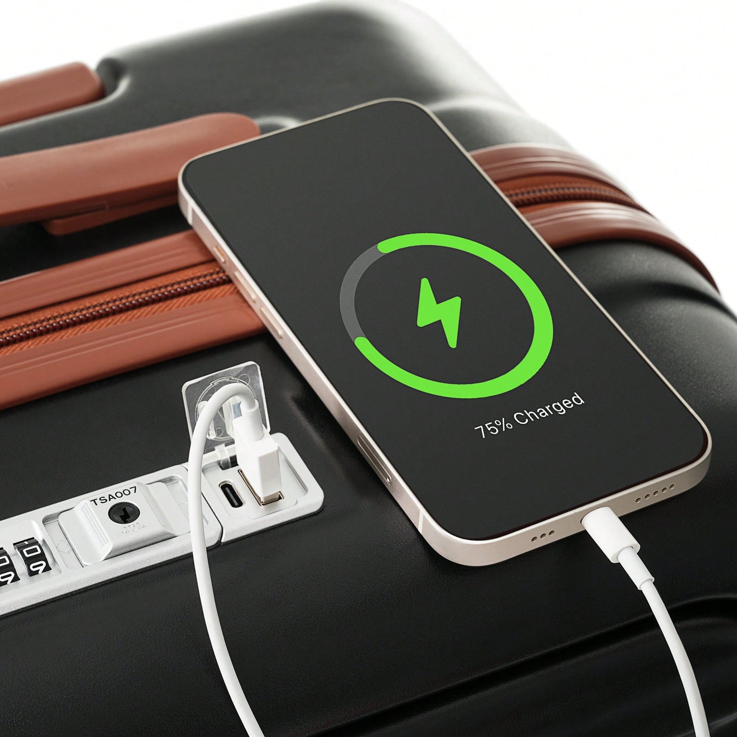 Light Blue 3-Piece Luggage Set with USB Port Airline Approved Carry-On Spinner Wheels 20 24 28 Inch Hard Shell