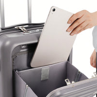 Light Blue 3-Piece Luggage Set with USB Port Airline Approved Carry-On Spinner Wheels 20 24 28 Inch Hard Shell