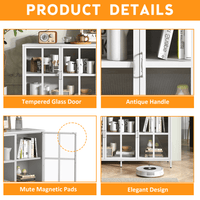 Sturdy Metal Modern Sideboard Buffet Cabinet With Adjustable Feet, Glass Doors, And Ample Storage Space