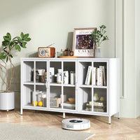Sturdy Metal Modern Sideboard Buffet Cabinet With Adjustable Feet, Glass Doors, And Ample Storage Space