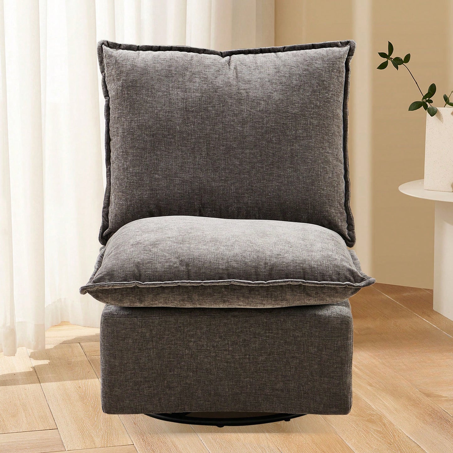 Detachable Chenille 360 Swivel Rocker Chair - Comfortable Single Sofa Lounge For Living Room & Bedroom