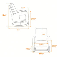 Cozy 27.2 Inch Rocking Glider Chair with High Back and Side Pocket for Nursery Bedroom Stylish Accent Armchair with Rubber Wood Legs Black