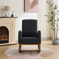 Cozy 27.2 Inch Rocking Glider Chair with High Back and Side Pocket for Nursery Bedroom Stylish Accent Armchair with Rubber Wood Legs Black